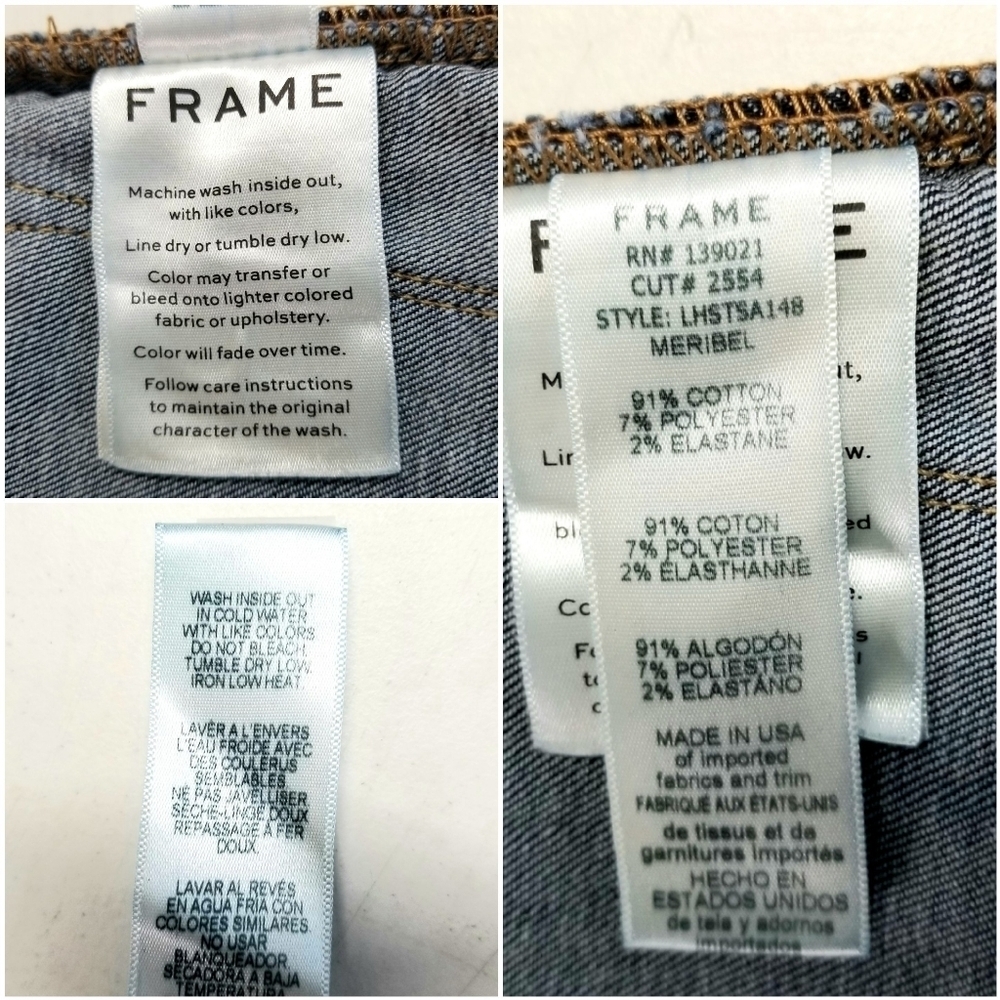 Frame Meribel Women's Le High Straight Leg Snap Buttons Hem Dark Wash Jeans, 27 - Picture 13 of 13